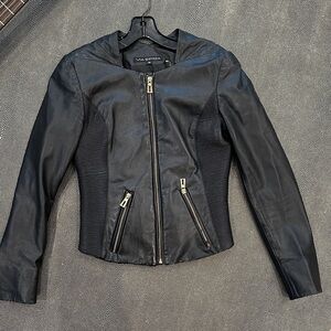 Via Spiga Women's Sleek Black Leather Jacket